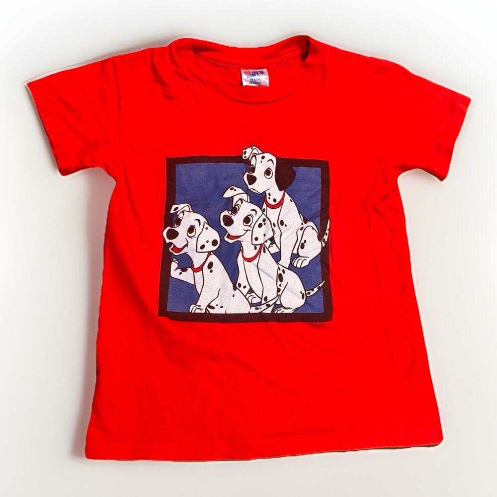 101 Dalmatians Disney Vintage Youth T Shirt Red Puppies Graphic USA Size Medium